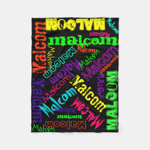 Black Blanket Colourful Bright Neon Name Collage