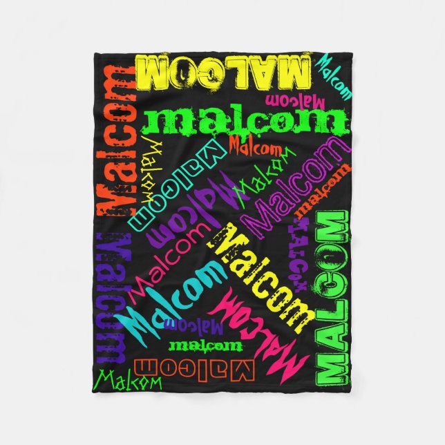Black Blanket Colourful Bright Neon Name Collage (Front)