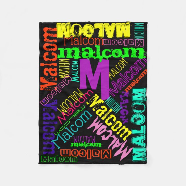 Black Blanket Colourful Bright Neon Name Collage (Front)