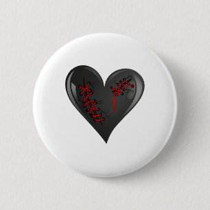 Black Bleeding Cut Open Broken Healing Heart Goth 6 Cm Round Badge