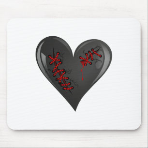Black Bleeding Cut Open Broken Healing Heart Goth Mouse Mat