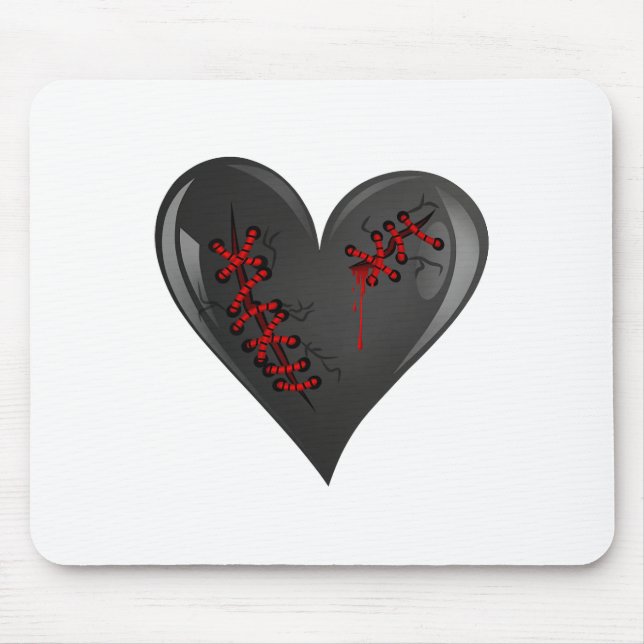 Black Bleeding Cut Open Broken Healing Heart Goth  Mouse Mat (Front)