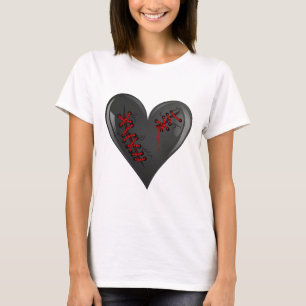 Black Bleeding Cut Open Broken Healing Heart Goth  T-Shirt