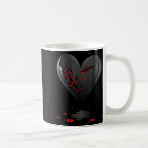 Black Bleeding Cut Open Broken Heart Goth Valentin Coffee Mug