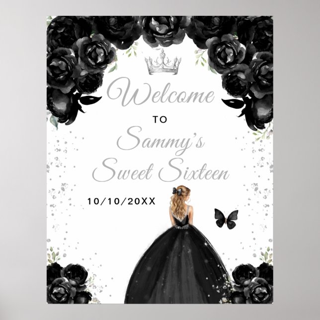 Black Blonde Hair Princess Sweet Sixteen Welcome Poster (Front)