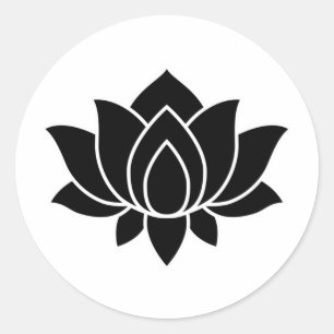 Black Blooming Lotus Flower symbol Classic Round S Sticker