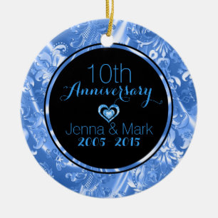 Black & Blue 50th Wedding Anniversary Ornament