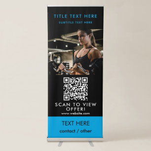 Black & Blue All Purpose QR Code Business Retractable Banner