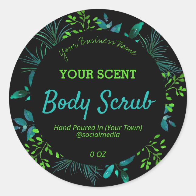 Black Blue And Green Leaf Product Labels (Front)