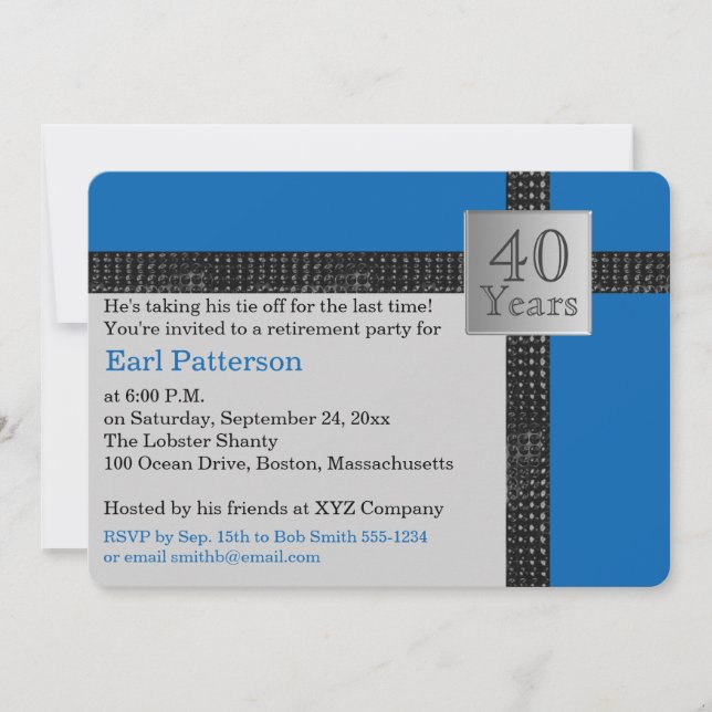 Black, Blue, and Grey Retirement Invitation (Front)