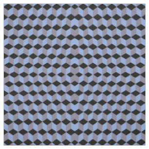 Black Blue and Heather Isometric Cube Patterns Fabric