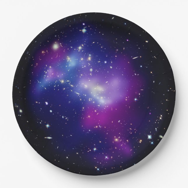 Black Blue and Purple Celestial Paper Plate (Front)