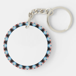 Black, blue and red Mandala Star Key Ring