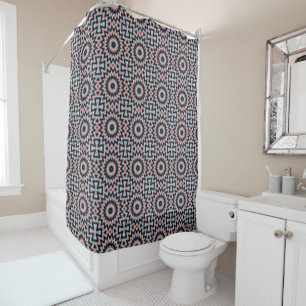 Black, blue and red Mandala Star Shower Curtain