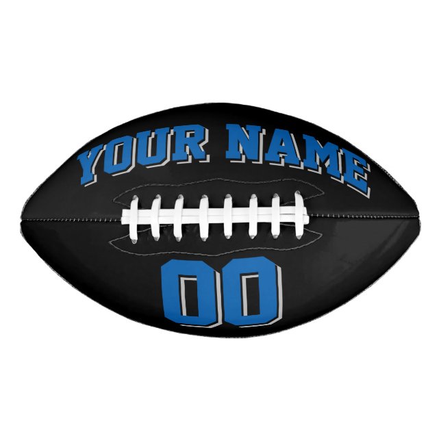 BLACK BLUE AND SILVER GRAY Custom Football American Football (Front)