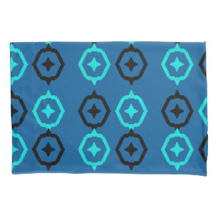 Black Blue and Turquoise Aztec Ikat Pillowcase