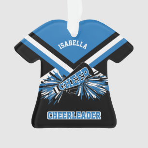 Black, Blue and White Cheerleader Ornament