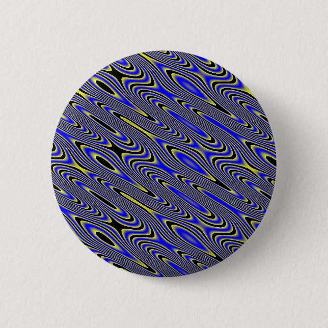 Black blue and Yellow Swirly Pattern Button (Front)