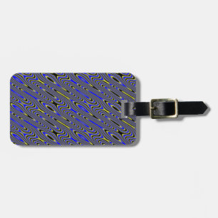 Black Blue and Yellow Swirly Pattern Custom Luggag Luggage Tag