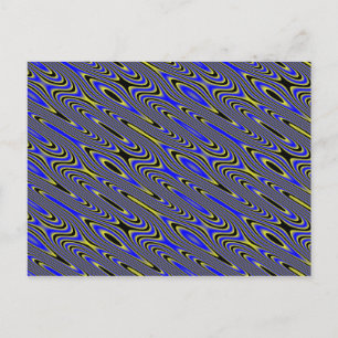 Black blue and Yellow Swirly Pattern Postcard