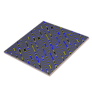 Black Blue And Yellow Swirly Tile