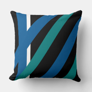 Black/Blue/Aqua Colour block Reversible Pillow