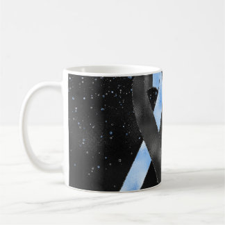 Black Blue Awareness Ribbon Mug Design
