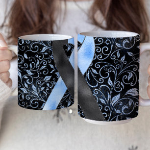 Black Blue Awareness Ribbon Mug Design