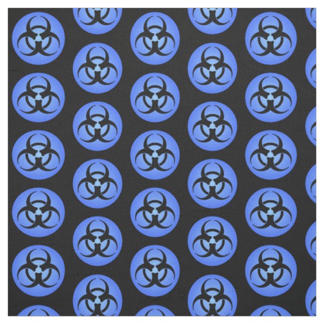 Black & Blue Biohazard Symbol Fabric (Swatch)
