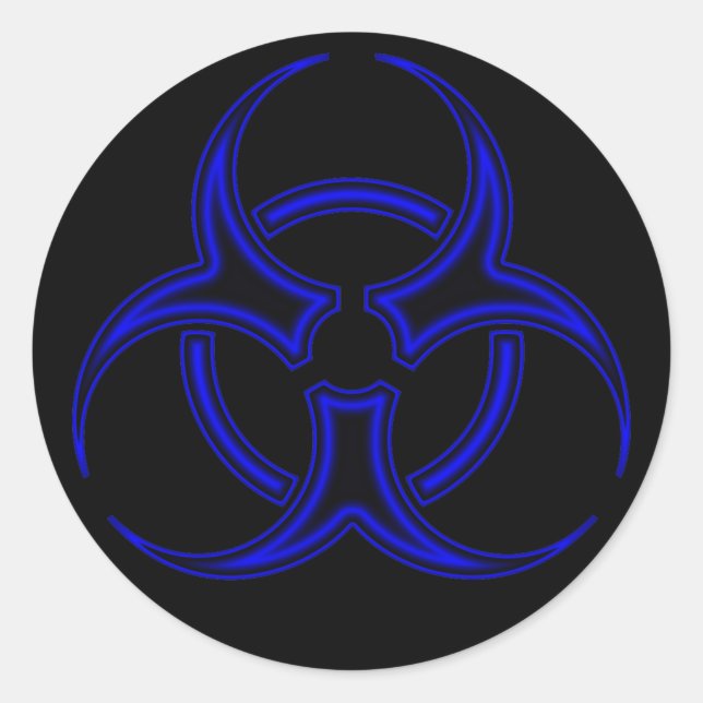 Black & Blue Biohazard Symbol Sticker (Front)