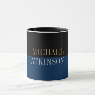 Black Blue Bold Text Trendy Stylish Your Name Mug