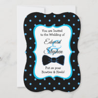 Black Blue Bowtie & Heels LGBT Wedding Invites