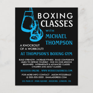 Black & Blue Boxing Gloves, Boxing Class Advert Flyer