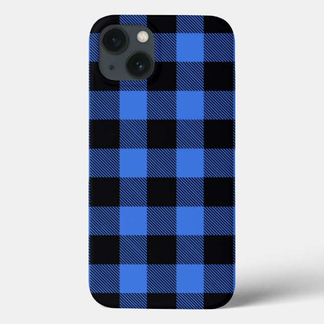 Black Blue Buffalo Plaid Check Pattern Case-Mate iPhone Case (Back)