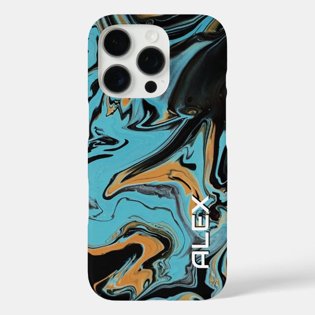 Black, Blue & Burnt Orange Paint Swirl  Case-Mate iPhone Case (Back)