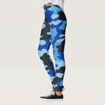 Black Blue Camo Leggings - Tactical Yoga Pants