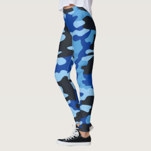 Black Blue Camo Leggings - Tactical Yoga Pants