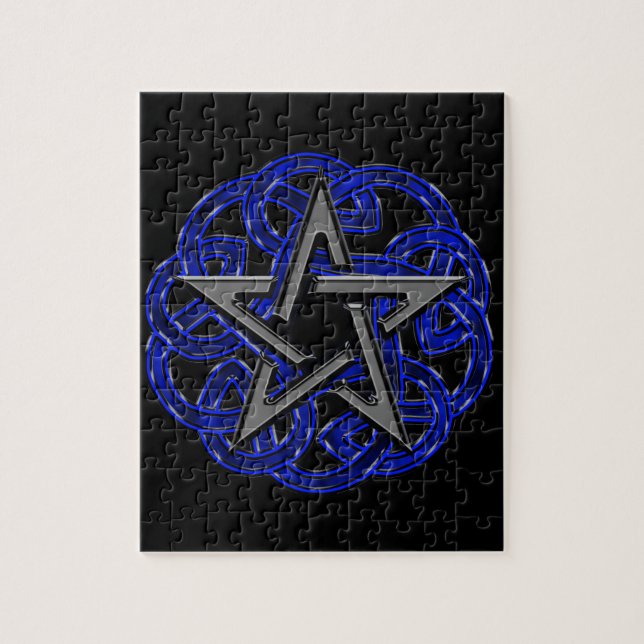 Black & Blue Celtic Pentagram Jigsaw Puzzle (Vertical)
