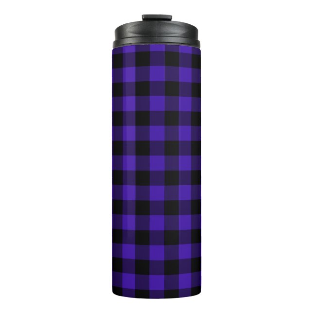 Black Blue Check Thermal Tumbler (Front)