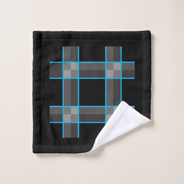 Black Blue Check Wash Cloth (Wash Cloth)