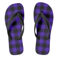 Black Blue Checked Flip Flops