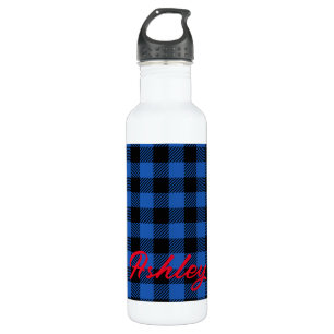 Black Blue Chequered Buffalo Pattern Personalise 710 Ml Water Bottle