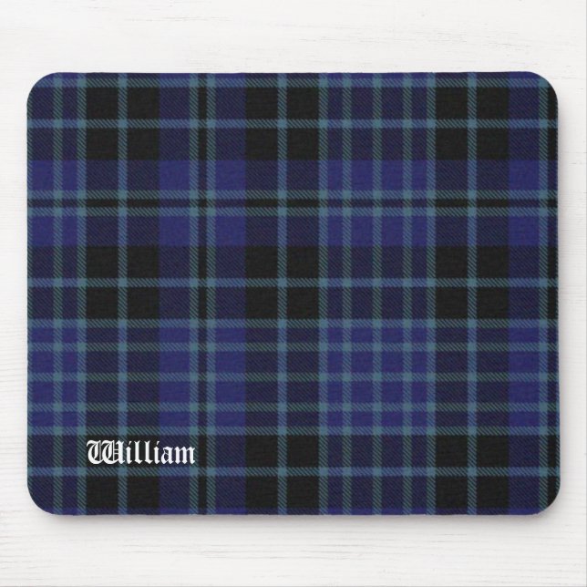 Black & Blue Clark Tartan Plaid Mouse Mat (Front)