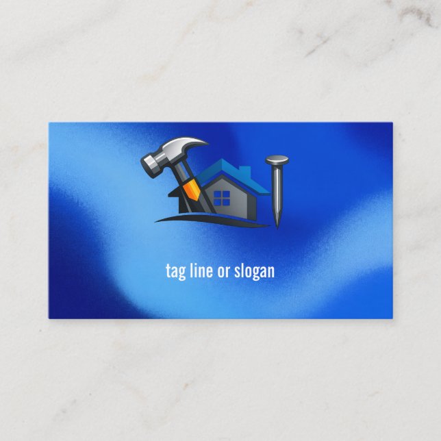 Black Blue Construction Business Card (Front)
