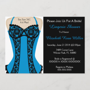 Black & Blue Corset Lingerie Shower Invite