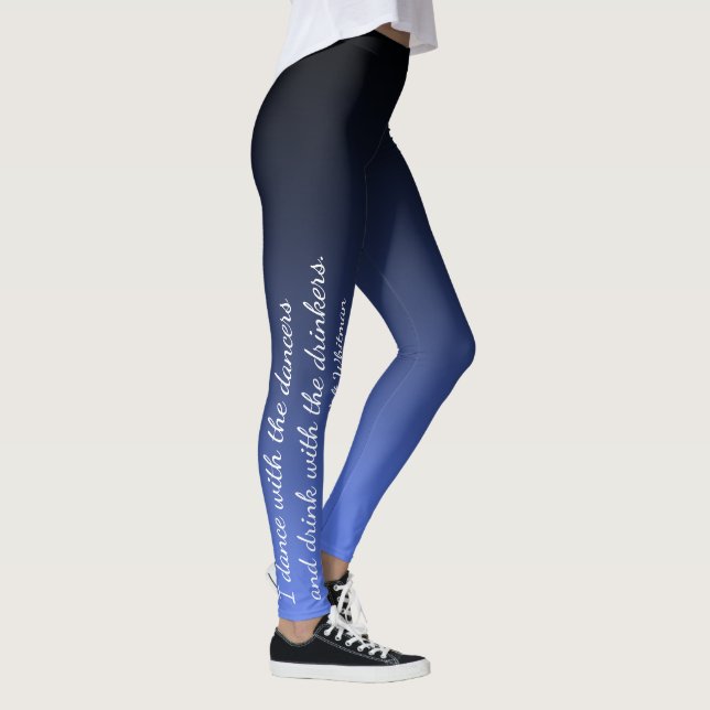 Black & Blue Dancers & Drinkers Walt Whitman Quote Leggings (Right)