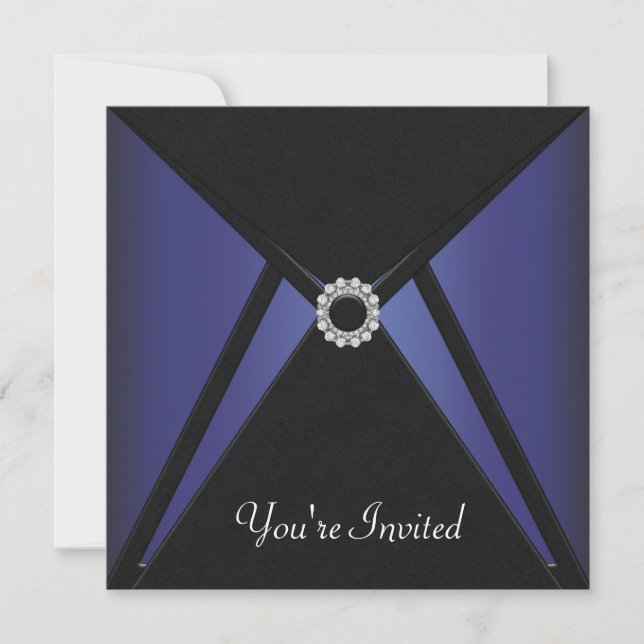 Black Blue Diamond Any Occasion Invitation (Front)