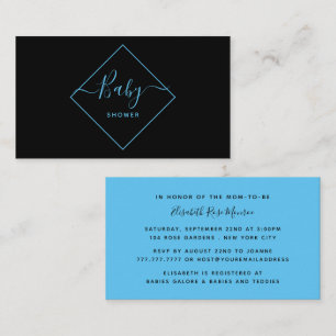 Black & Blue Diamond Baby Shower Ticket Invitation