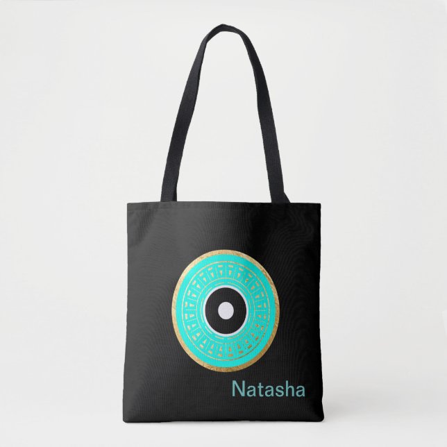Black, Blue Evil Eye Personalised Tote Bag (Front)