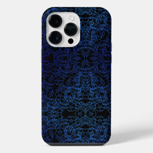 Black & Blue Flower pattern unique aesthetic iPhone 14 Pro Max Case